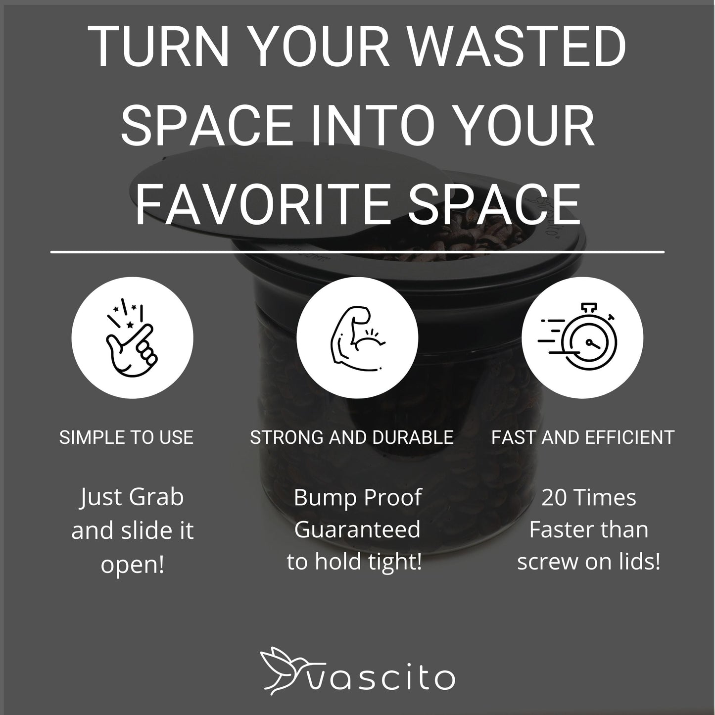 Under Sink/Under Shelf Organizer, Stainless POS infographic showing features like fast access, durability, and easy use for home cabinet storage.