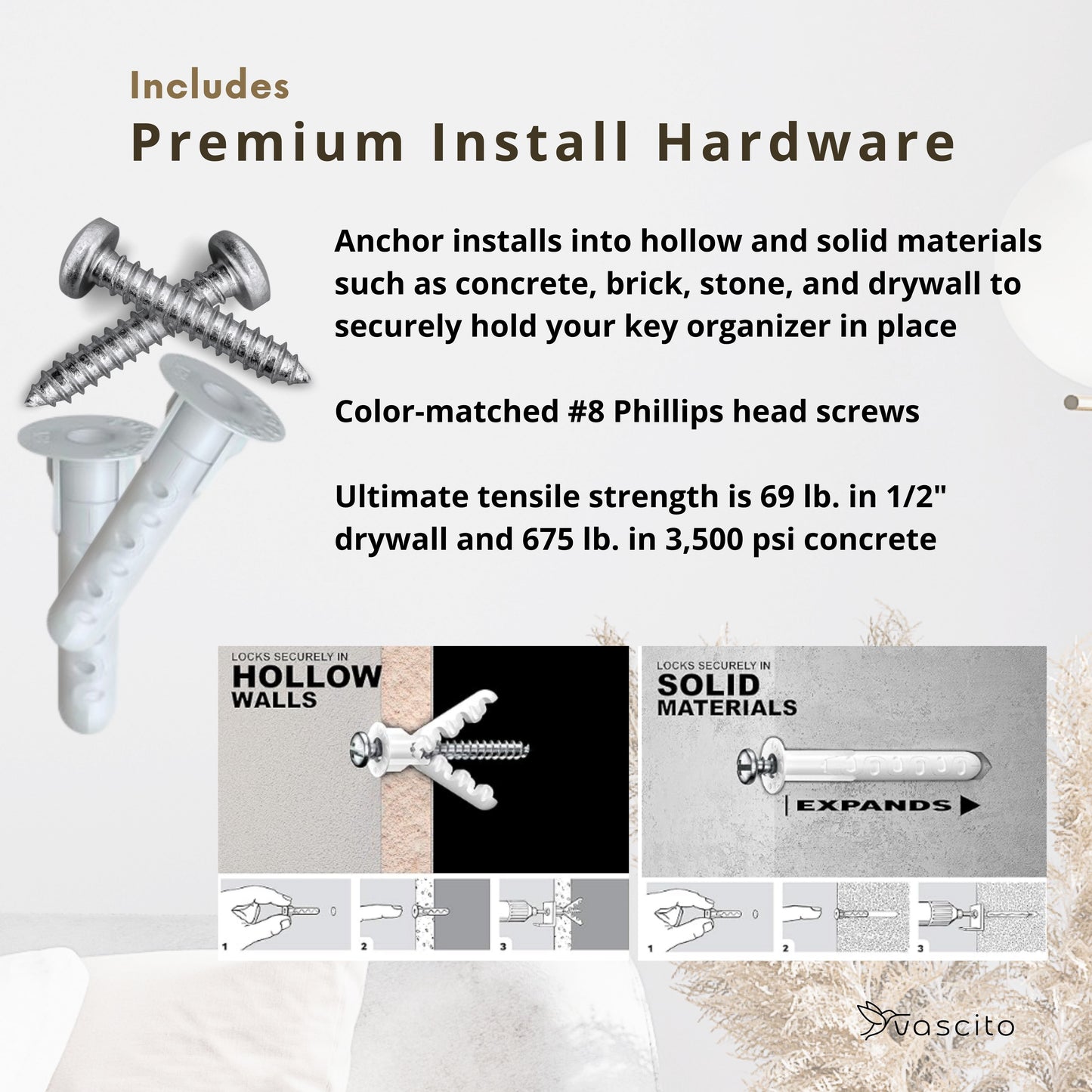 Small Key Holder Wall Mount with 4.75 Inch Entryway Shelf