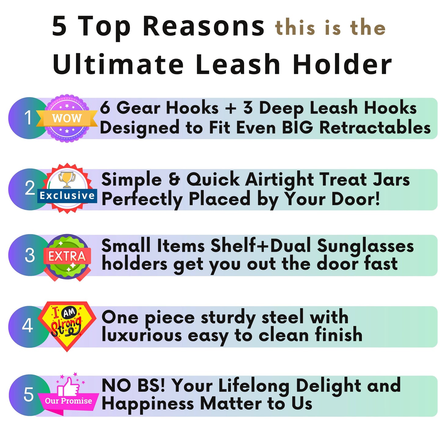 Top 5 reasons to choose the premium wall hung large dog treat jar organizer with deep leash hooks and airtight storage jars.