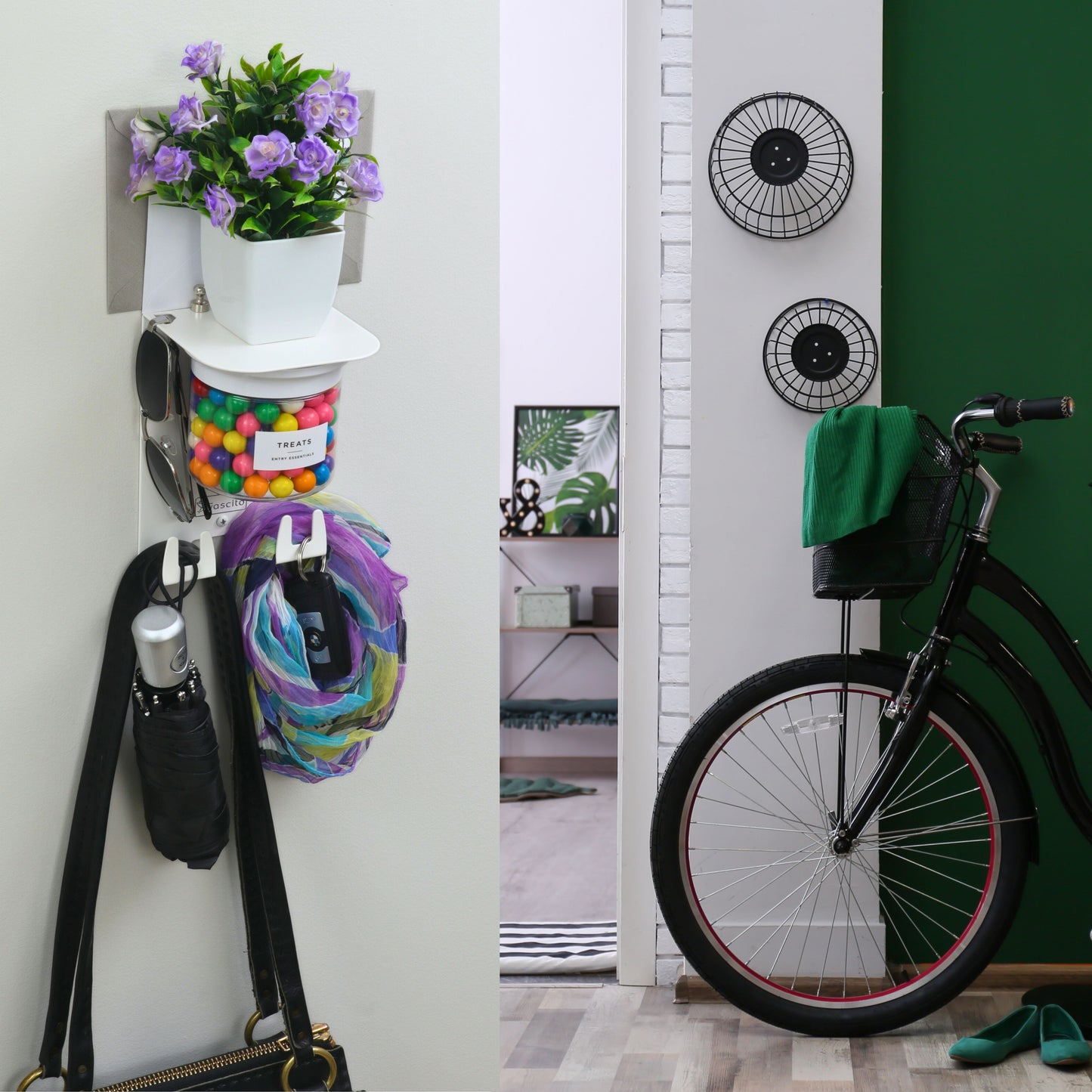 Small Key Holder Wall Mount with 4.75 Inch Entryway Shelf