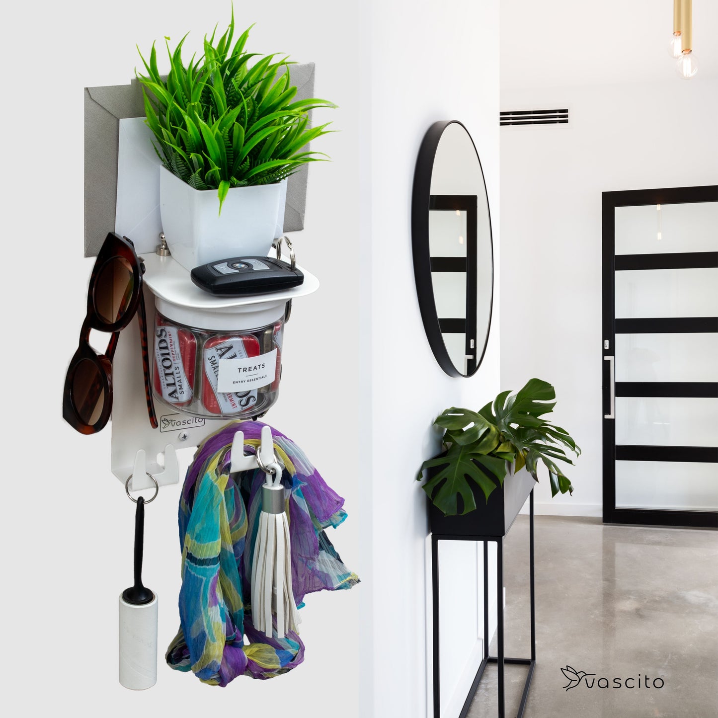 Small Key Holder Wall Mount with 4.75 Inch Entryway Shelf
