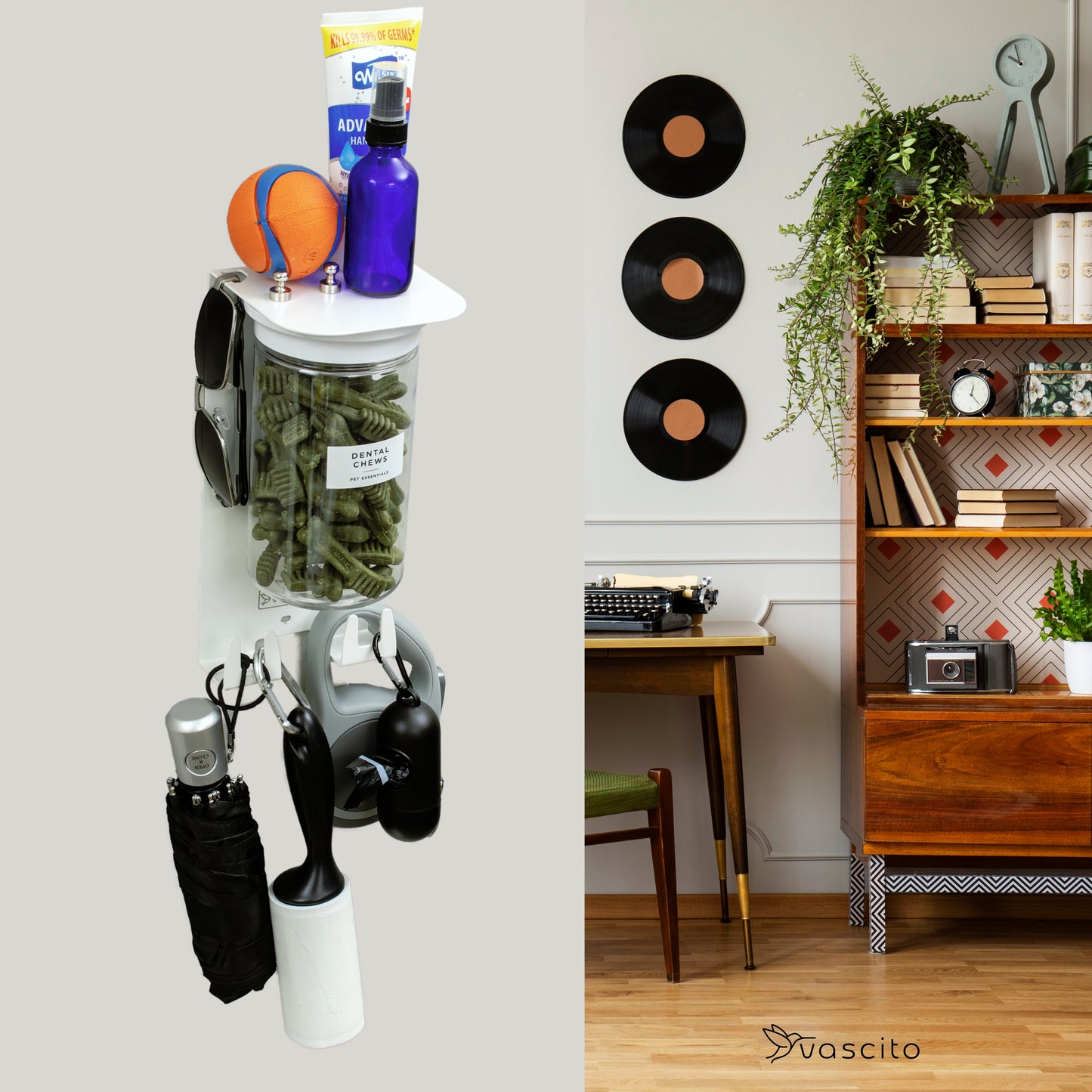 Dog Leash Holder for Wall, Dog Storage Organizer with 4.75" Dog Shelf