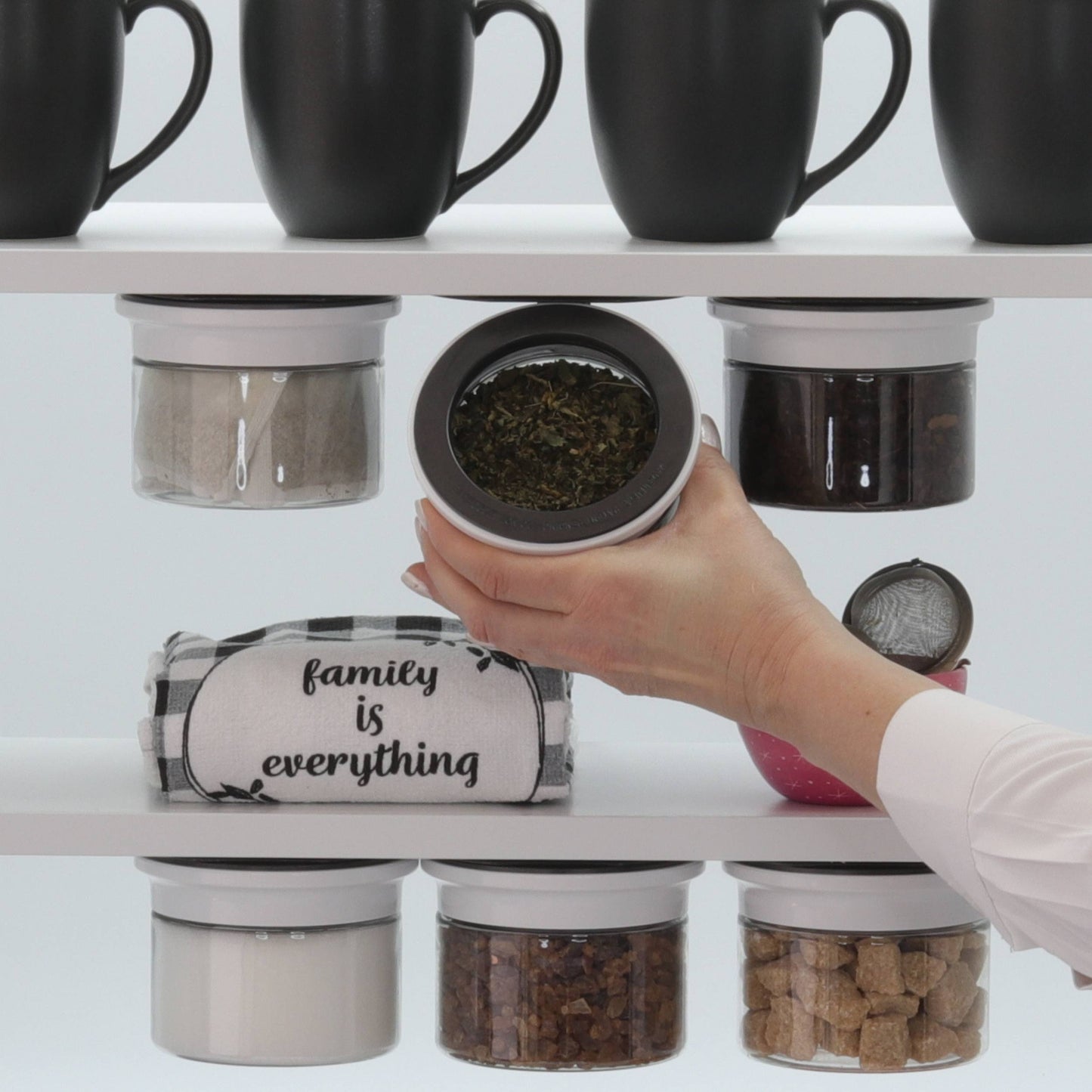 Kitchen Space Saving Stash Jars Organizer for Cabinets