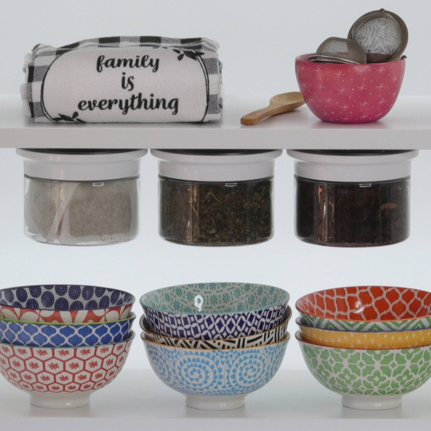 Kitchen Space Saving Stash Jars Organizer for Cabinets