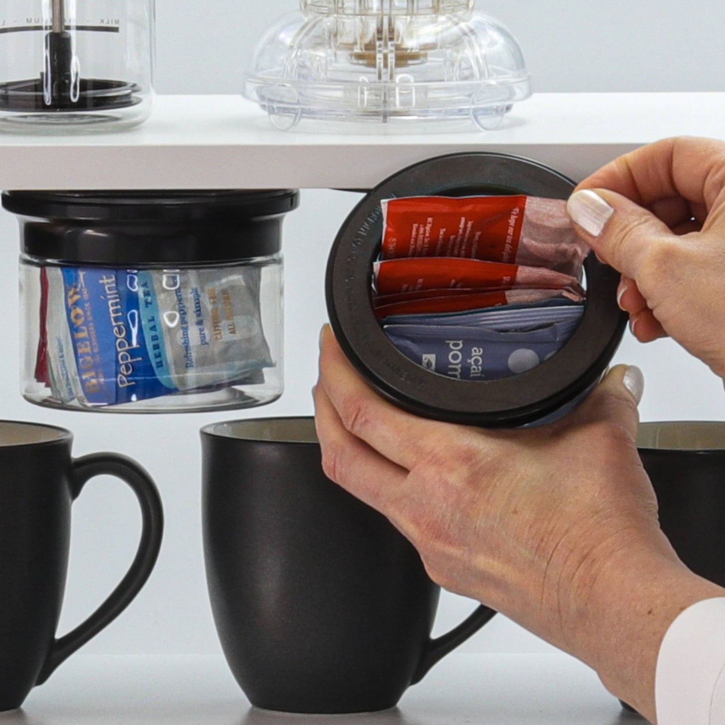 Kitchen Space Saving Stash Jars Organizer for Cabinets
