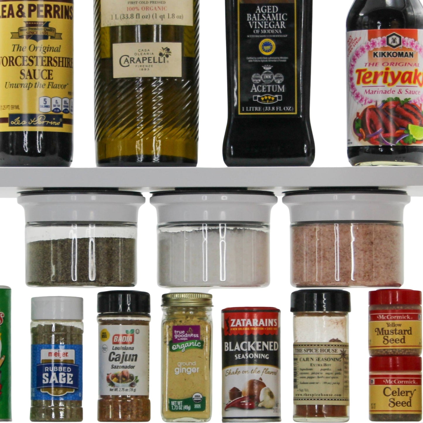 Kitchen Space Saving Stash Jars Organizer for Cabinets