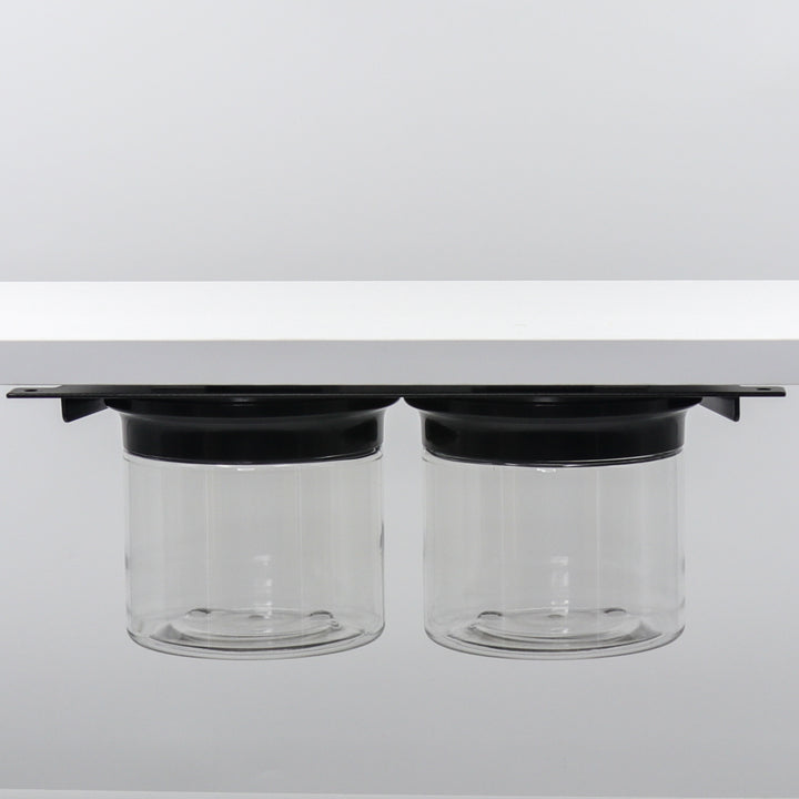 Under the Sink Bathroom Storage - Includes Modern Bath Canisters with Labels for Cotton Balls, Rounds, Flossers and more!