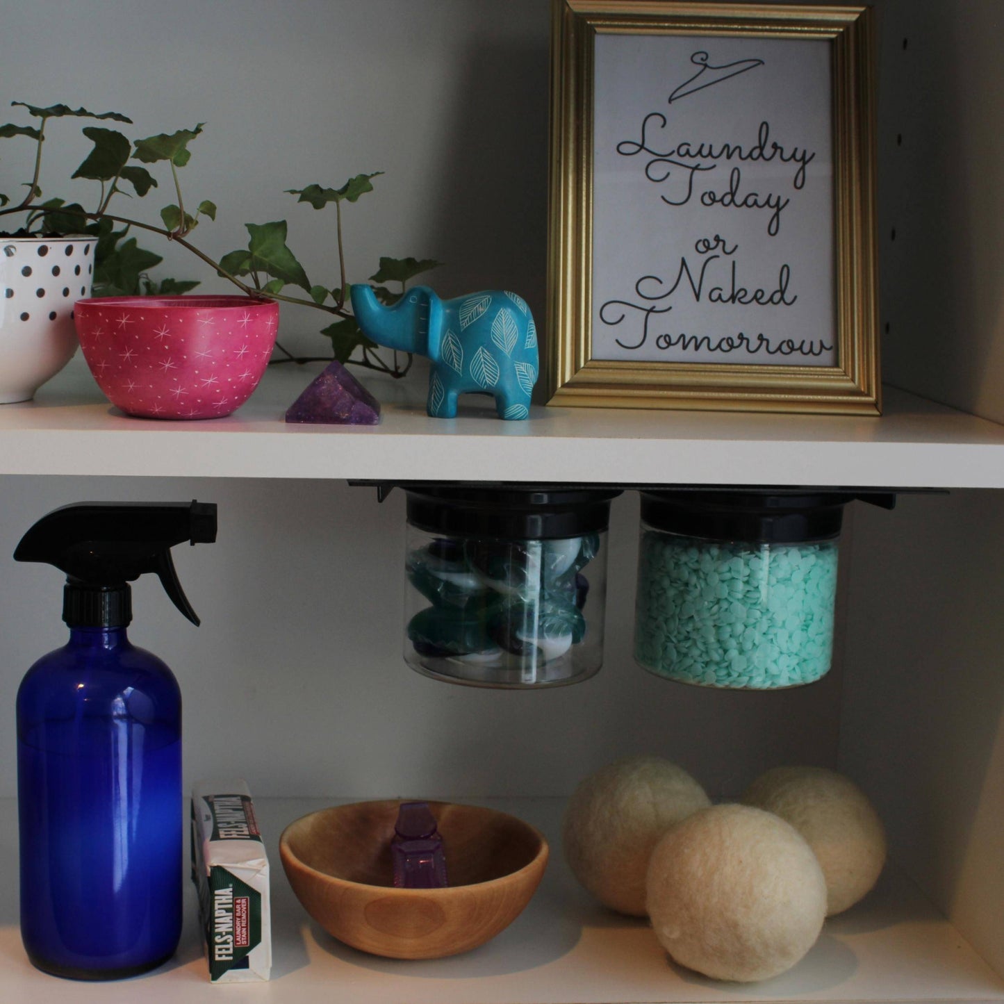 Kitchen Under Cabinet Space Saving Storage Shelf Organizer with Airtight Storage Jars