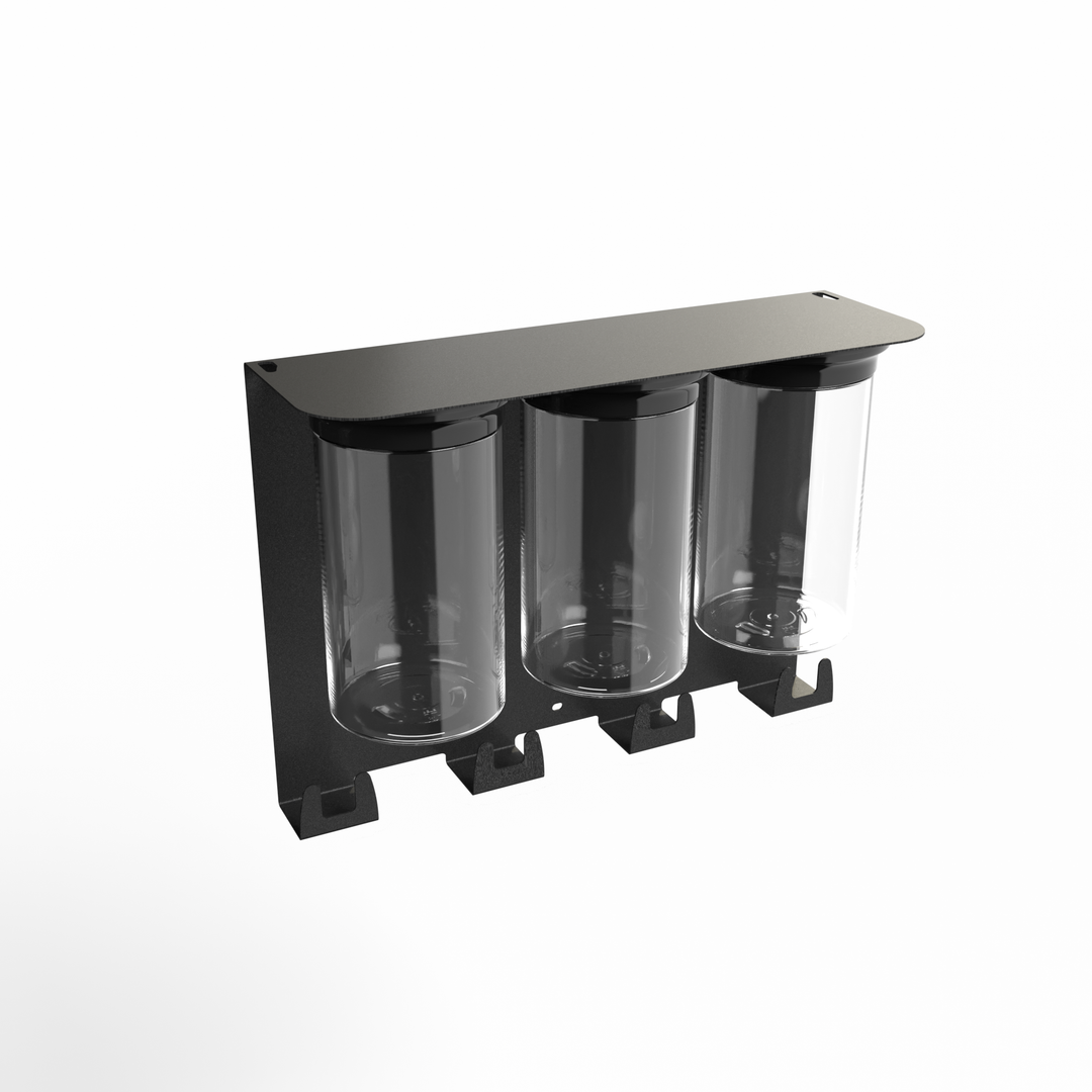Vascito dog leash holder — 13.5-inch shelf with 3 large airtight treat containers in Galaxy Black
