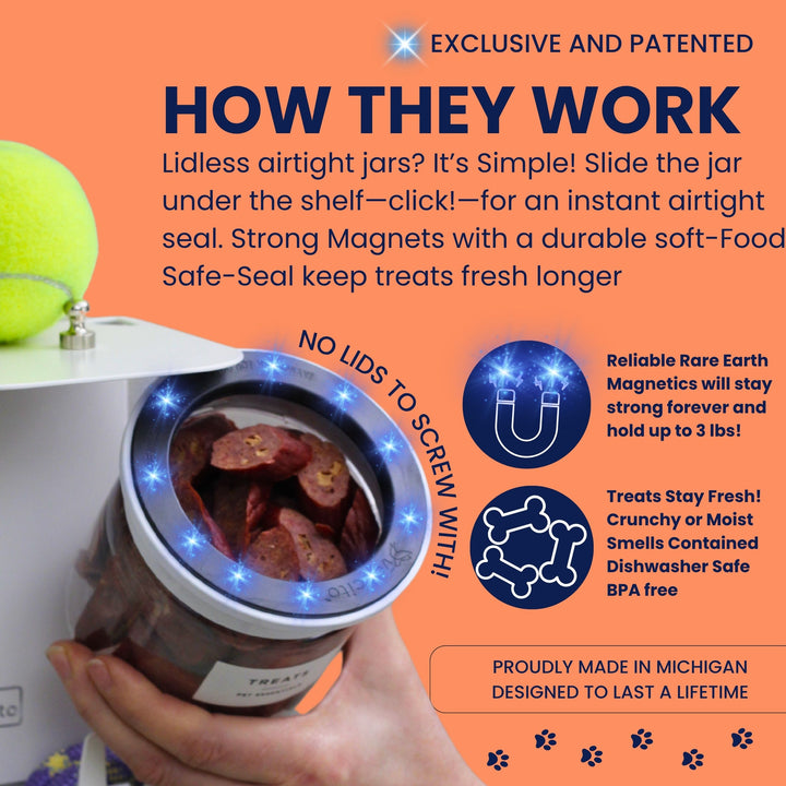 Dog Leash Holder for Wall with 9" Dog Shelf, Deep Dog Hooks and 2 Small Airtight Dog Treat Containers, Dog Stuff Organizer and Storage