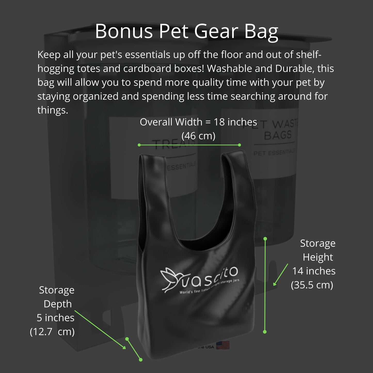 Bonus pet gear bag included with Dog Leash Holder Wall Organizer, showing size and storage capacity for organizing pet essentials.