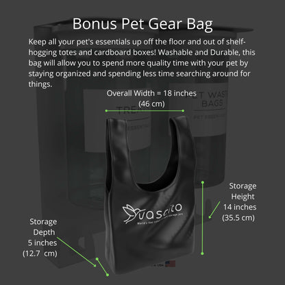 Bonus pet gear bag included with Dog Leash Holder Wall Organizer, showing size and storage capacity for organizing pet essentials.