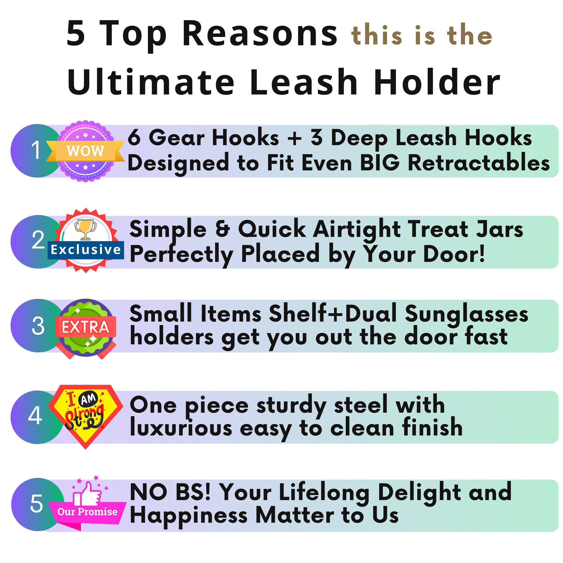 Top 5 reasons to choose the premium wall hung large dog treat jar organizer with deep leash hooks and airtight storage jars.