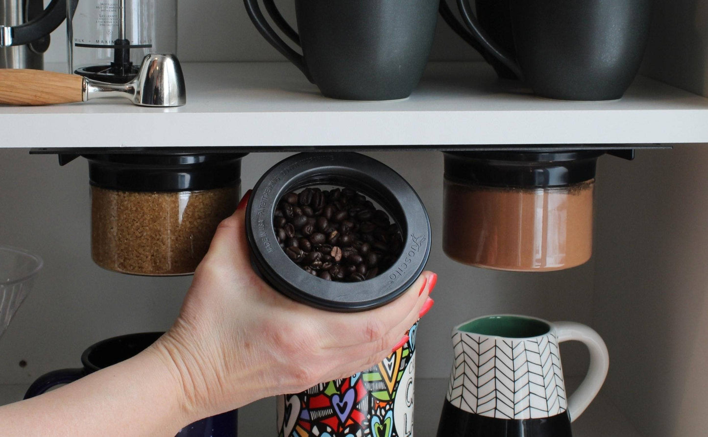 Under Cabinet or Under Shelf Space Saving Airtight Storage Canisters