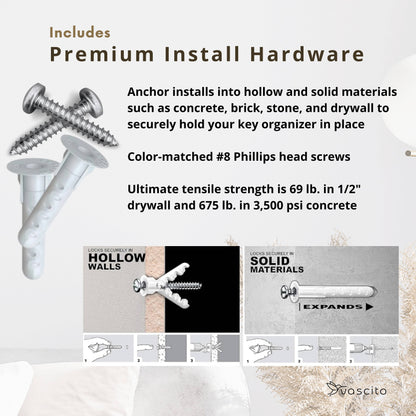 Wall Hung Key Holder with 9 Inch Entryway Shelf
