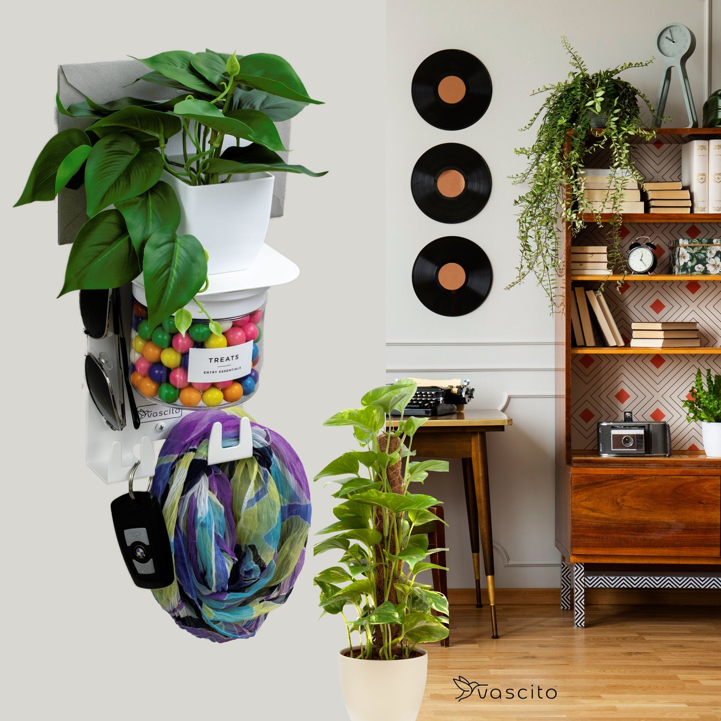 Small Key Holder Wall Mount with 4.75 Inch Entryway Shelf