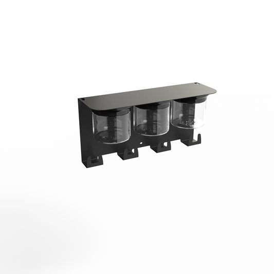 Mail and Key Organizer, Wall Mount with 13.5" Entryway Shelf and 3 Candy Storage Jars in Modern Black