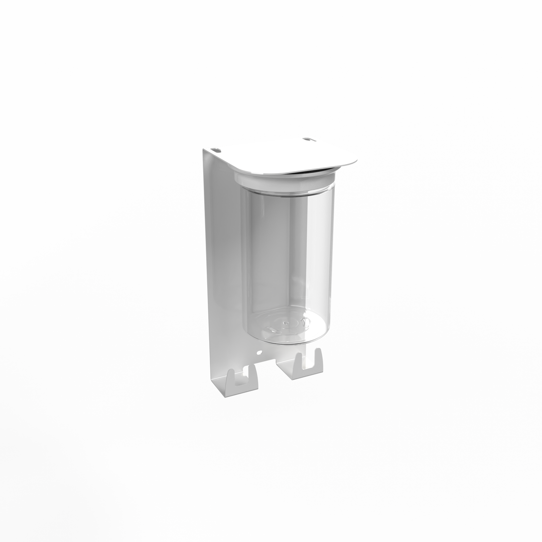 Vascito dog wall organizer — 4.75-inch shelf with one large 32oz airtight treat jar in Designer White