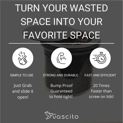 Space-saving Kitchen Organizer Stash Jars with fast slide-open lids, designed for efficient, durable, and accessible under-shelf storage.