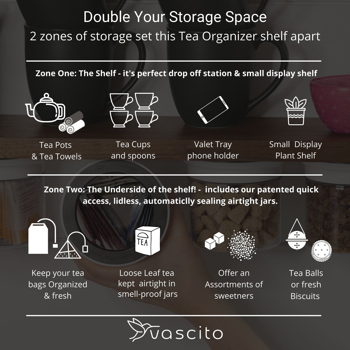 Kitchen Space Saving Stash Jars Organizer for Cabinets
